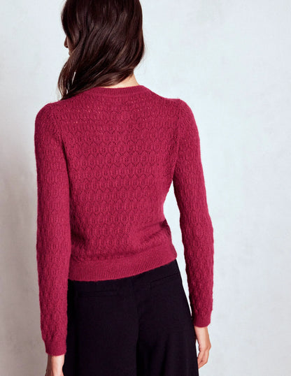 Jewel Button Cardigan-Ruby Red