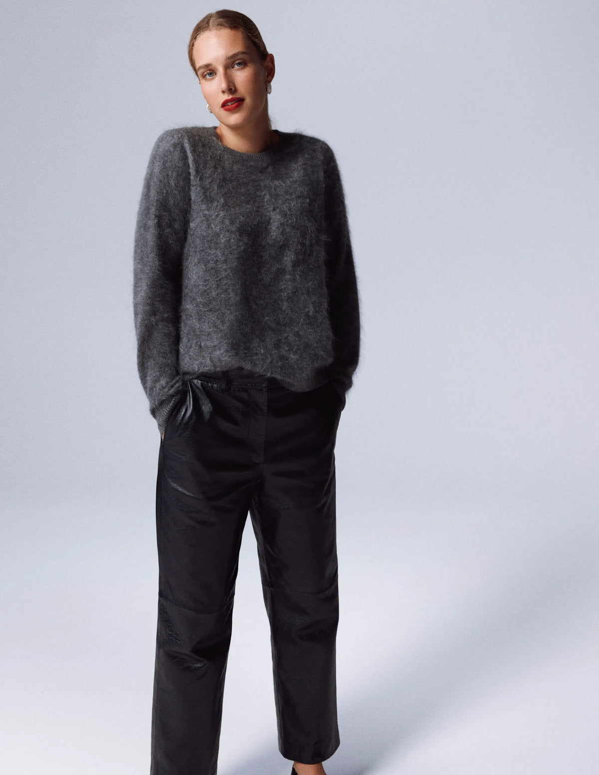 Kat Brushed Cashmere Sweater-Slate Grey