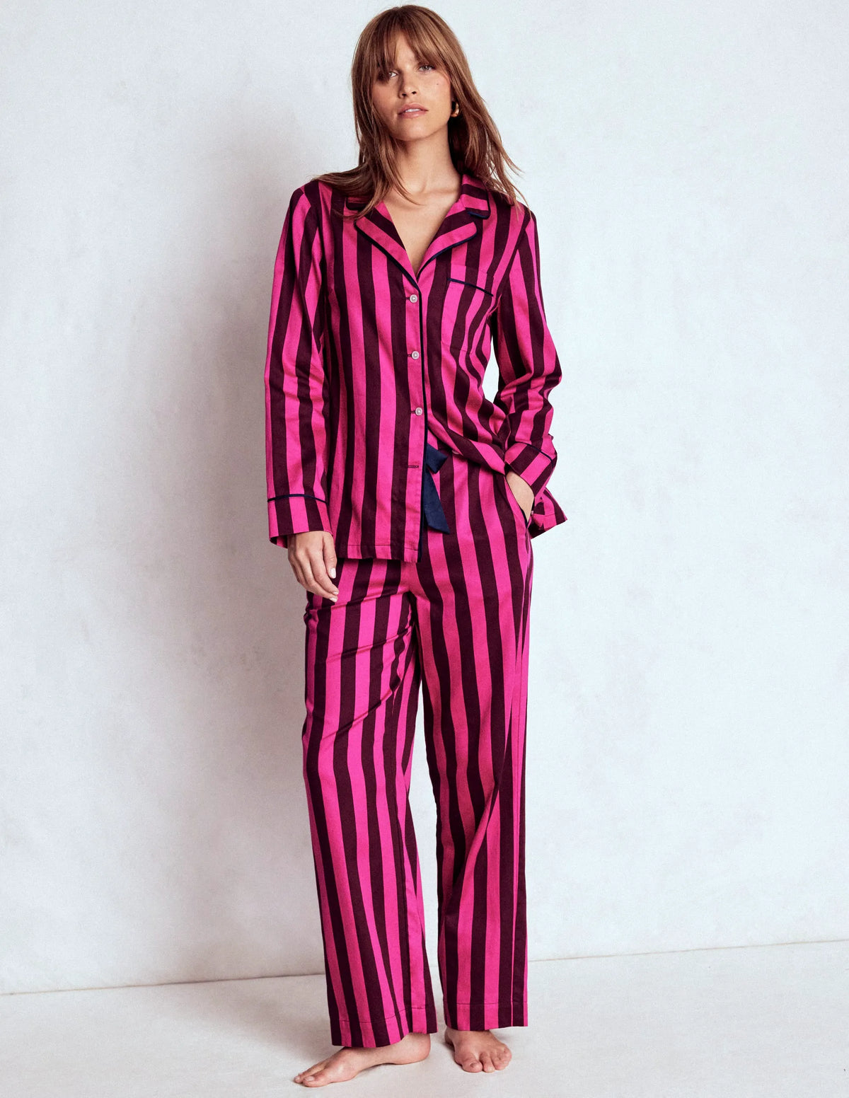 Cotton Pajama Pants-Pink Stripe