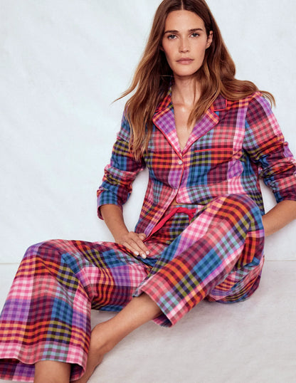 Brushed Cotton Pyjama Pants-Rainbow Blanket Multigingham
