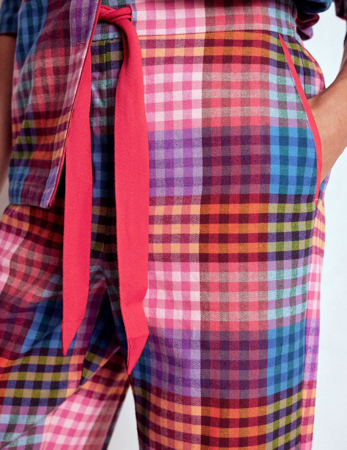 Brushed Cotton Pyjama Pants-Rainbow Blanket Multigingham