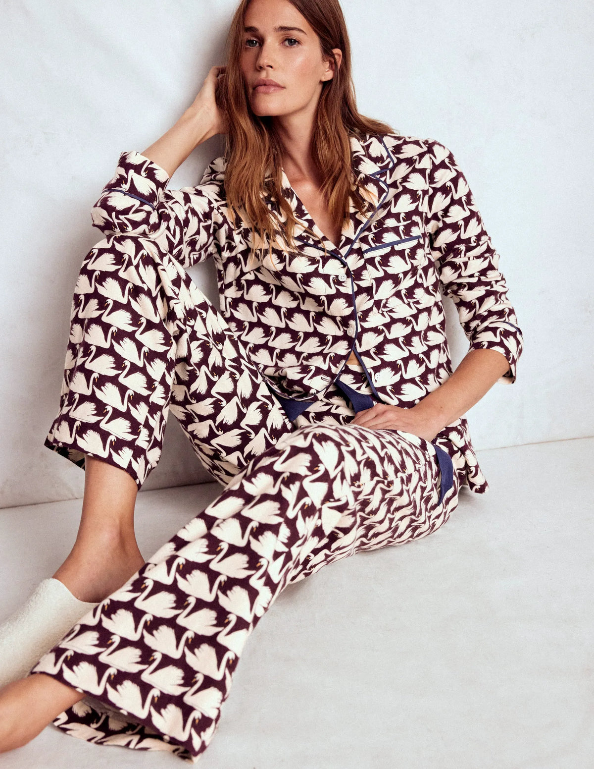 Brushed Cotton Pyjama Pants-Winetasting, Geo Swan