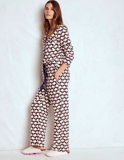 Brushed Cotton Pyjama Pants-Winetasting, Geo Swan