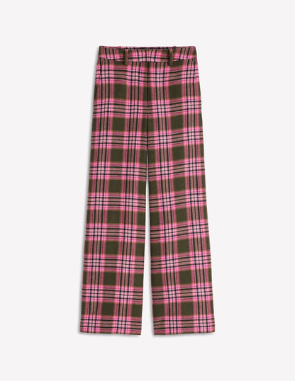 Belgravia Wool Blend Pants-Olive, Green and Pink Check