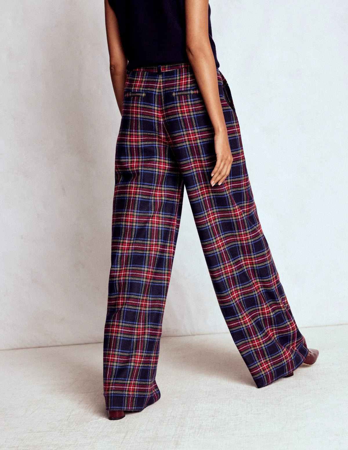 Belgravia Wool Blend Pants-Navy, Green and Red Check