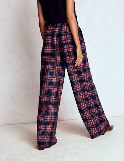 Belgravia Wool Blend Pants-Navy, Green and Red Check