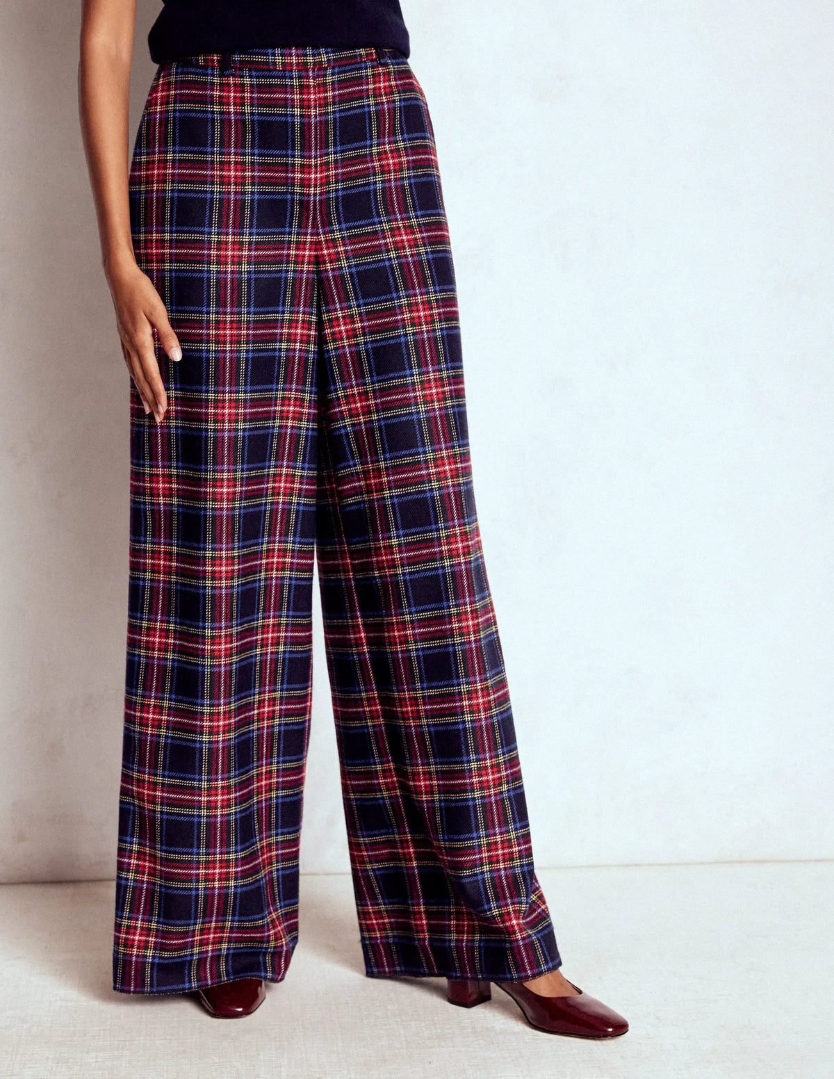 Belgravia Wool Blend Pants-Navy, Green and Red Check