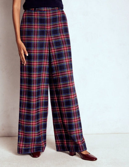 Belgravia Wool Blend Pants-Navy, Green and Red Check