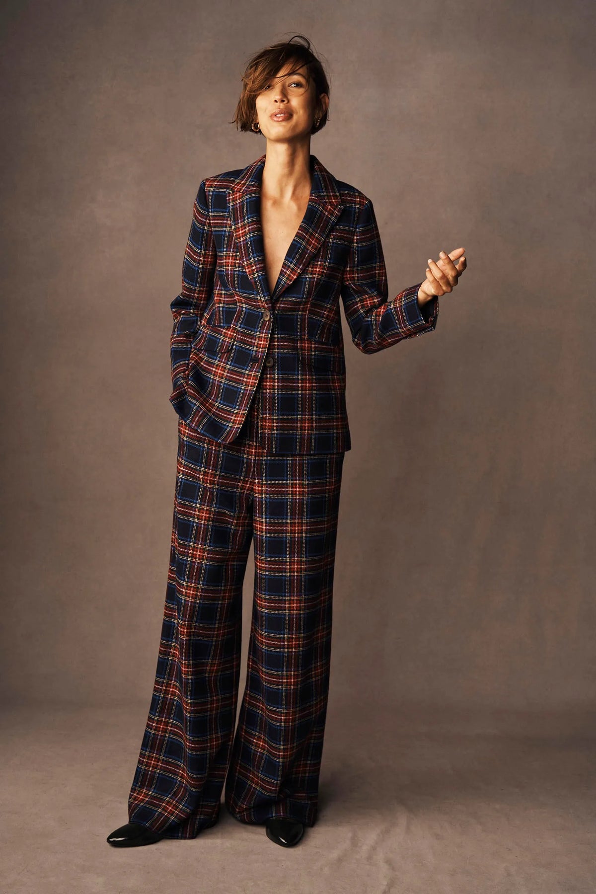 Belgravia Wool Blend Pants-Navy, Green and Red Check