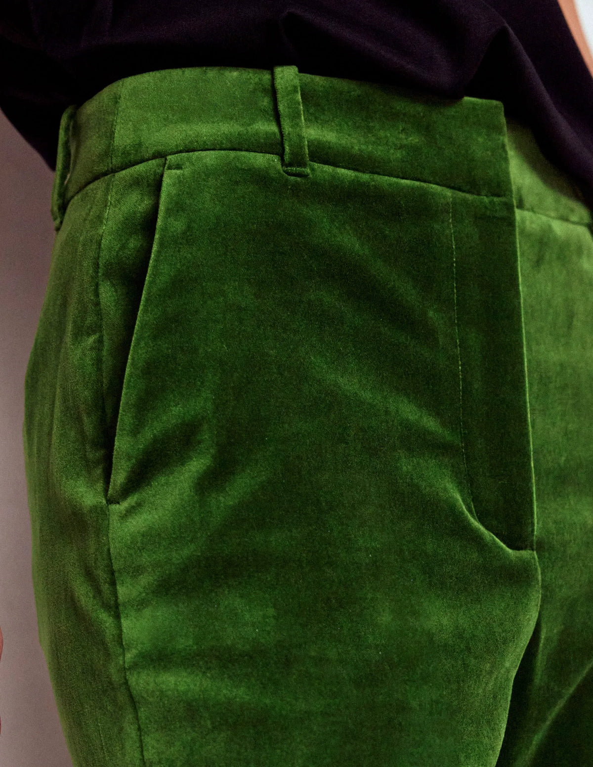 Canonbury Velvet Pants-Green Fir