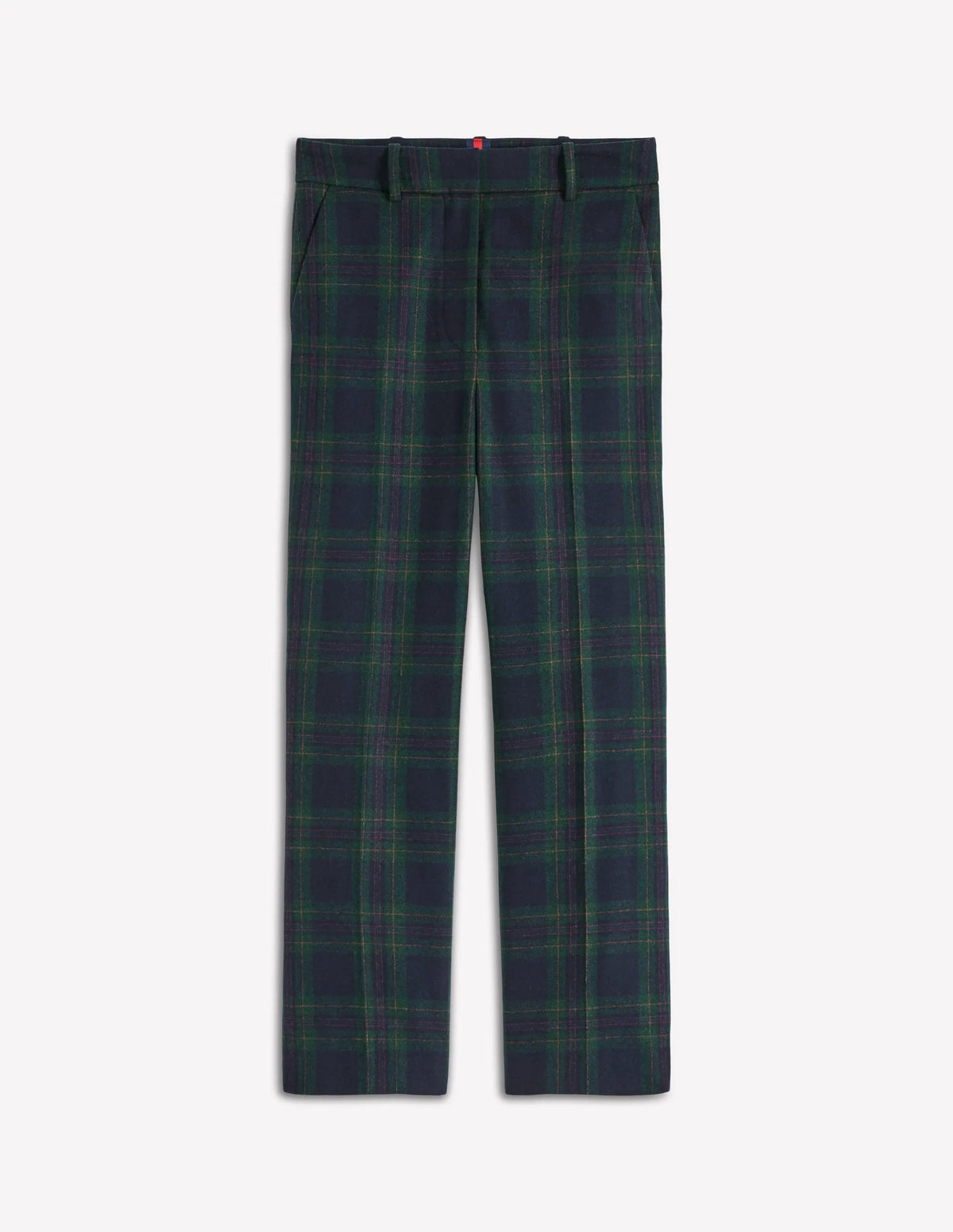 Canonbury Wool Blend Pants-Navy and Green Tonal Check