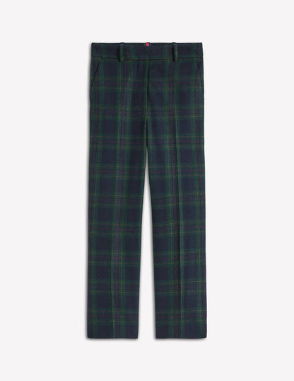 Canonbury Wool Blend Pants-Navy and Green Tonal Check