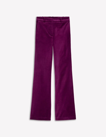 Fitted Velvet Flare Pants-Plum Jam