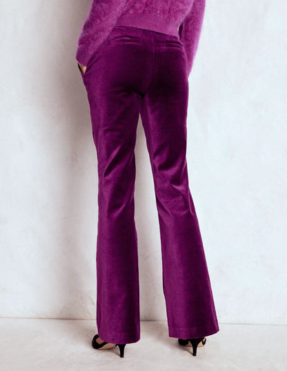 Fitted Velvet Flare Pants-Plum Jam