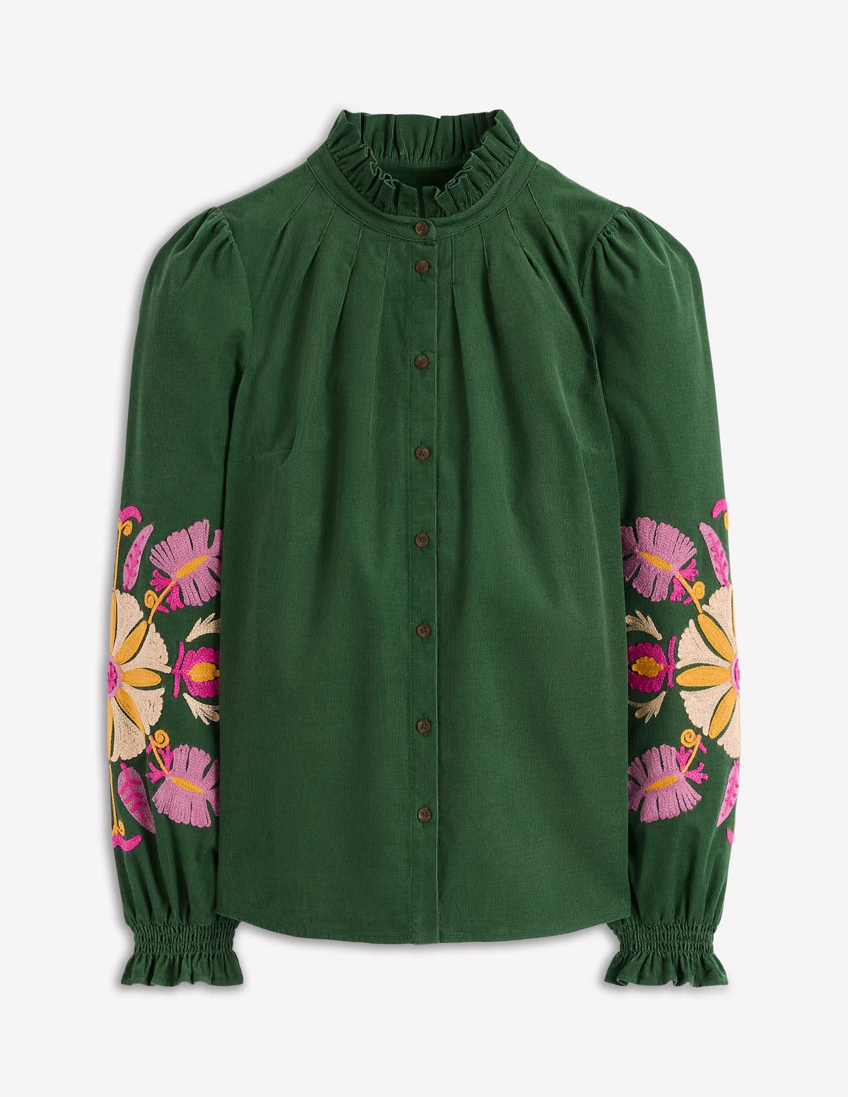 Lorna Cord Top-Hunter Green Embroidered
