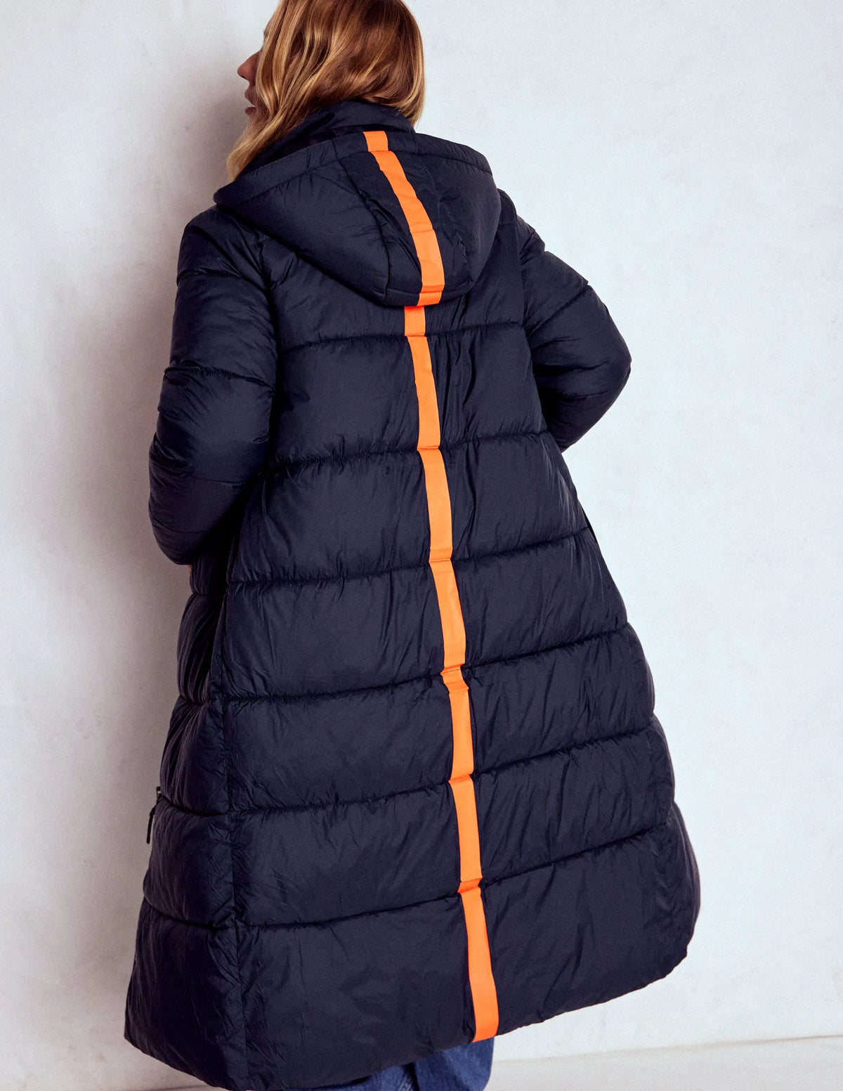Longline Padded Coat-Navy