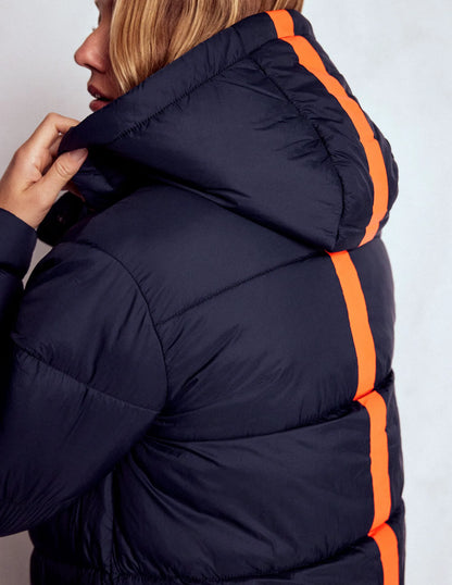 Longline Padded Coat-Navy