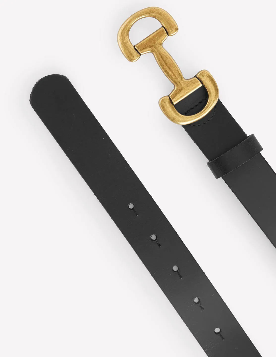 Iris Snaffle-Trim Leather Belt-Black