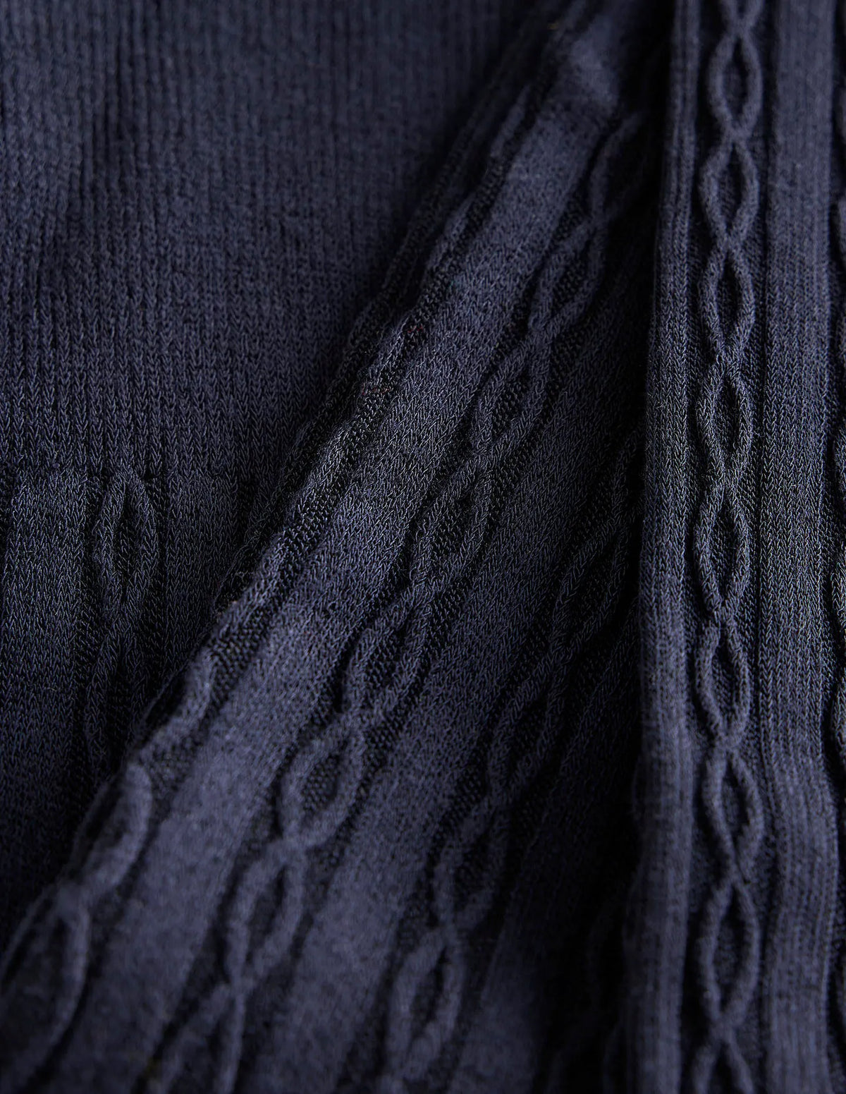 Cable Knit Tights-Navy