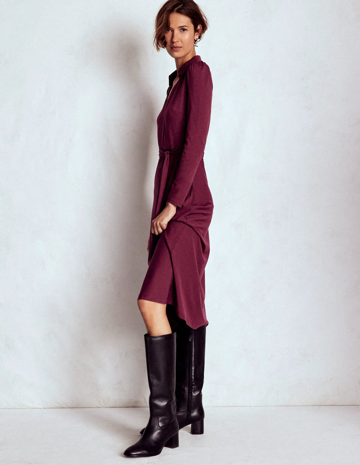 Imogen Collared Jersey Dress-Deep Wisteria
