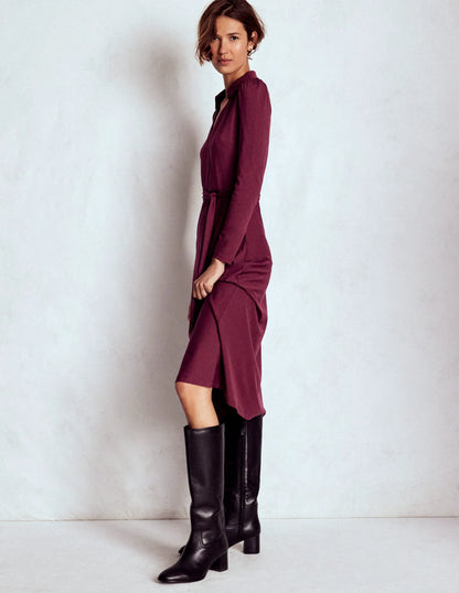 Imogen Collared Jersey Dress-Deep Wisteria