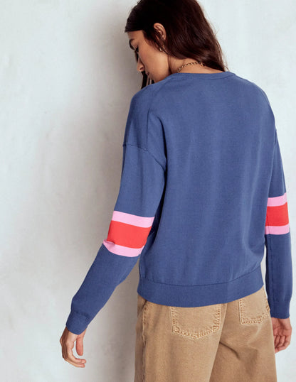 Lara Relaxed Cotton Cardigan-Denim Blue