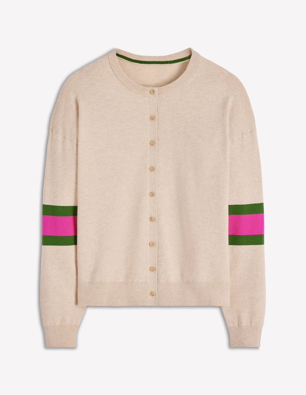 Lara Relaxed Cotton Cardigan-Oatmeal Melange