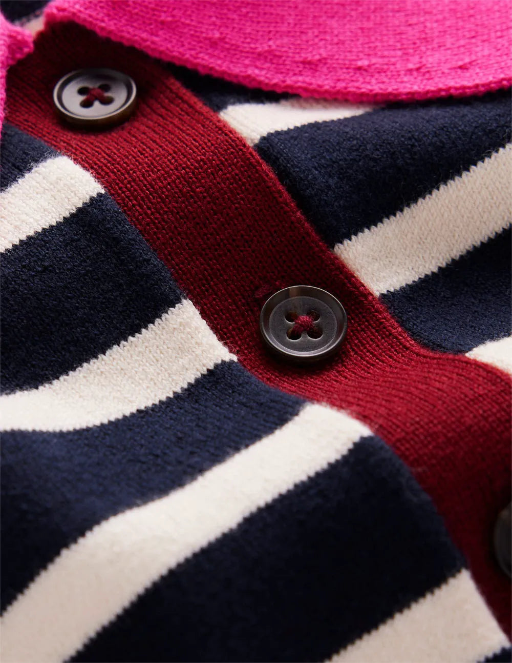 Lara Cotton Henley Jumper-Navy Stripe
