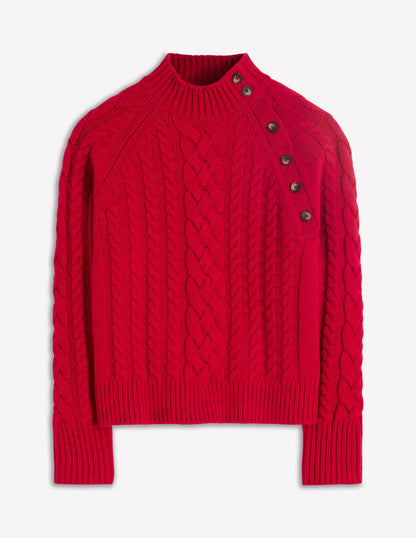 Amara Merino Cable Sweater-Carmine Red