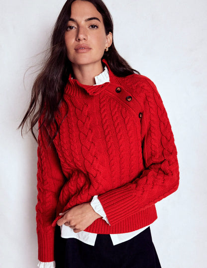 Amara Merino Cable Sweater-Carmine Red