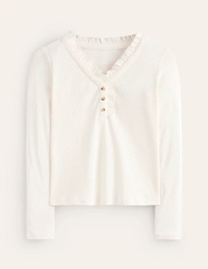 Henley Pajama Top-Ivory