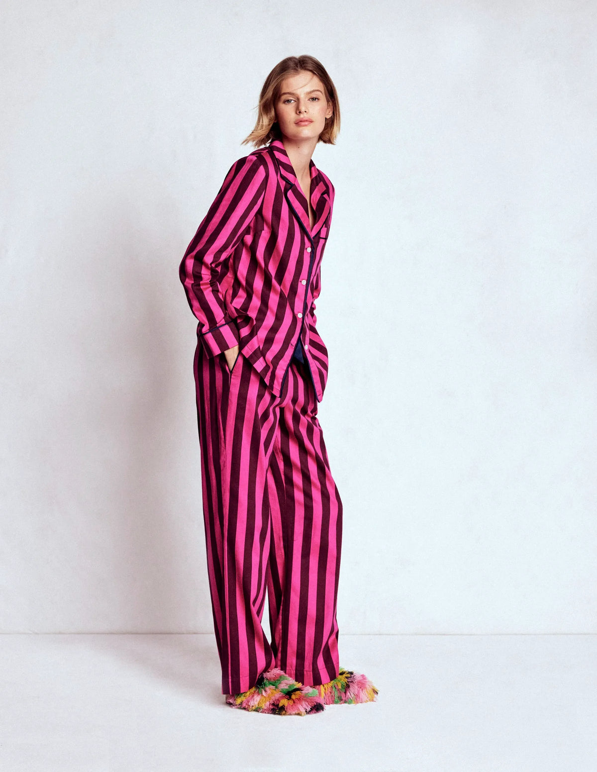Cotton Pajama Pants-Pink Stripe