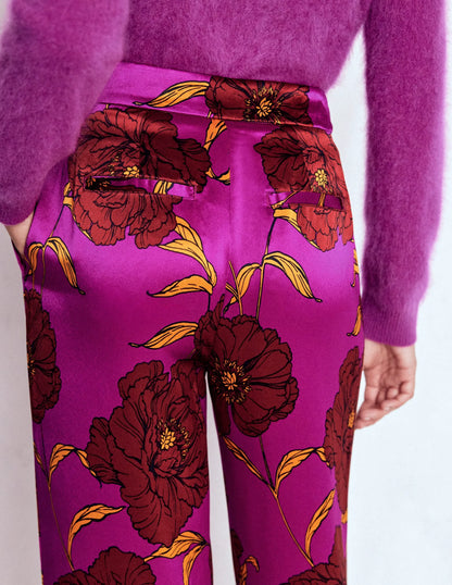 Feather Trim Pants-Regal Purple, Peony Bloom