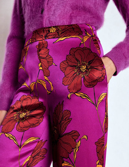 Feather Trim Pants-Regal Purple, Peony Bloom