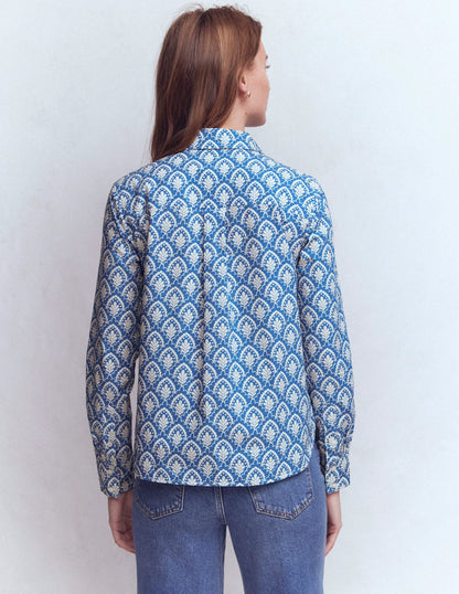 Sienna Cotton Shirt-Denim Blue, Petal Terrace