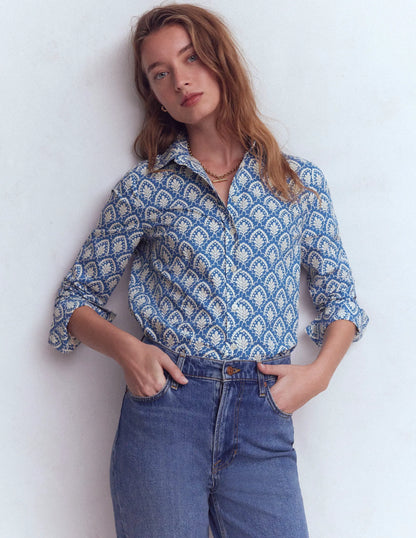Sienna Cotton Shirt-Denim Blue, Petal Terrace