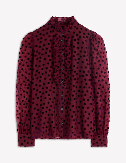 Sasha Devore Velvet Top-Deep Wisteria Spot