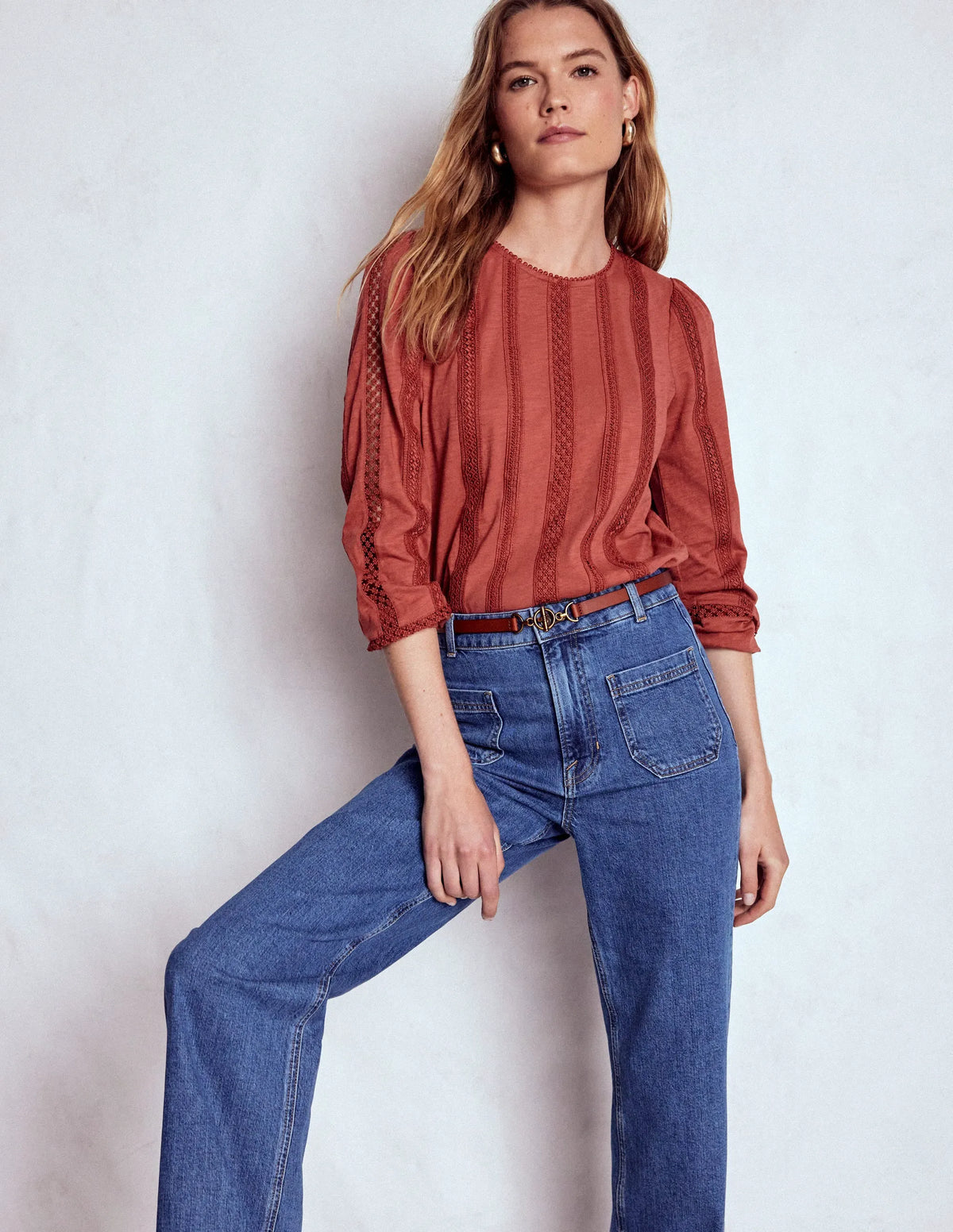 Imi Jersey Trim Top-Barn Red