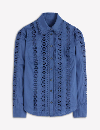 Sienna Broderie Detail Shirt-Denim Blue
