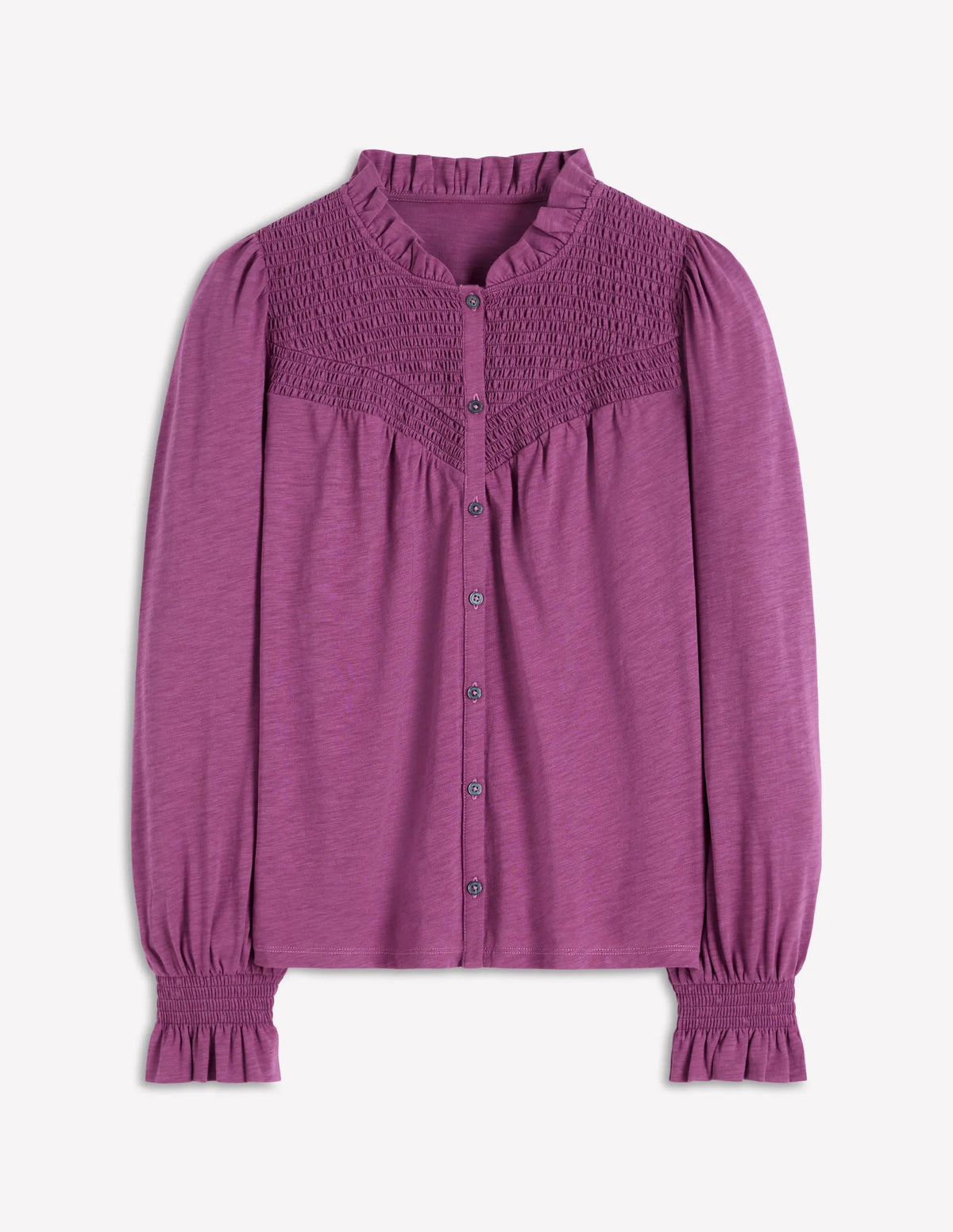 Smocked Yoke Jersey Shirt-Damson