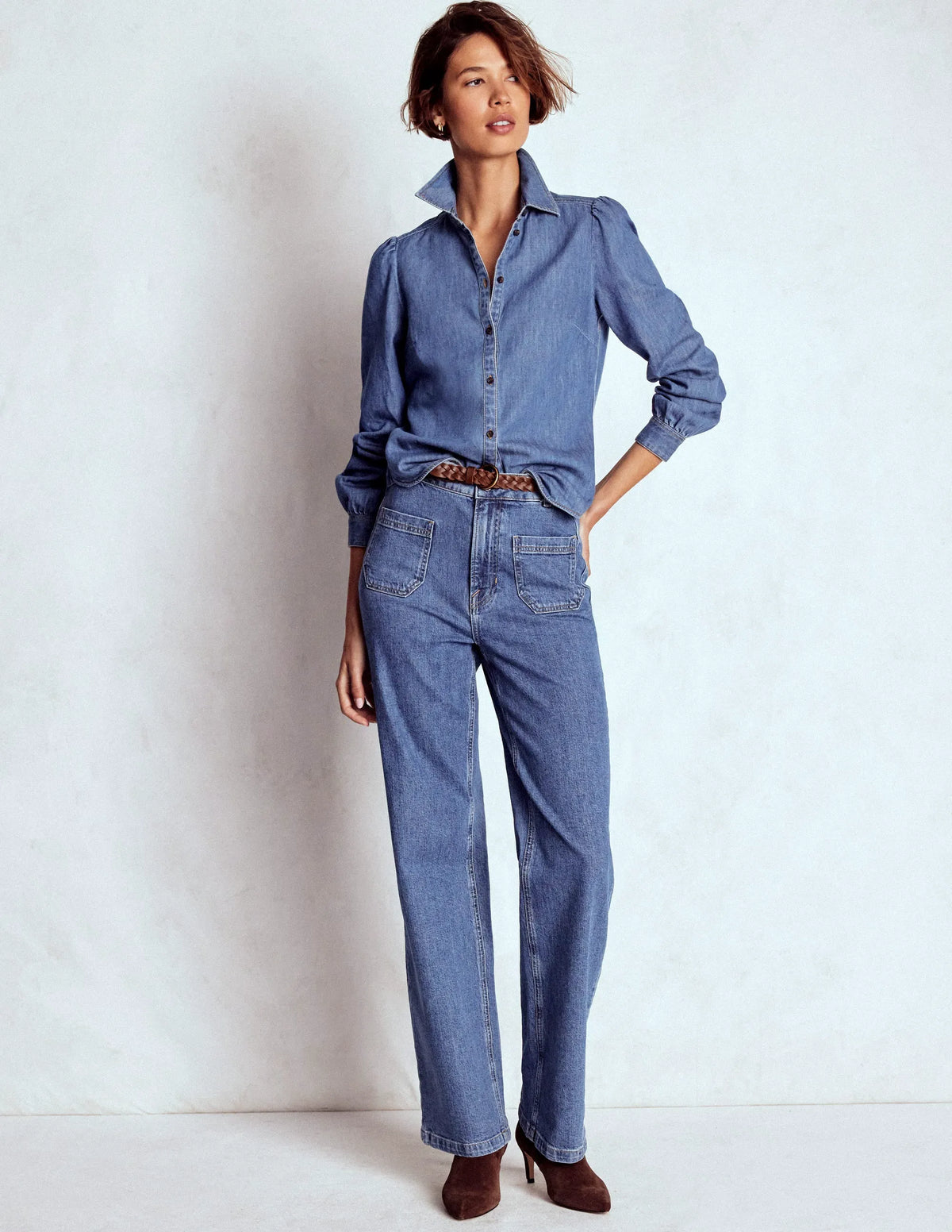 Cara Denim Shirt-Mid Vintage