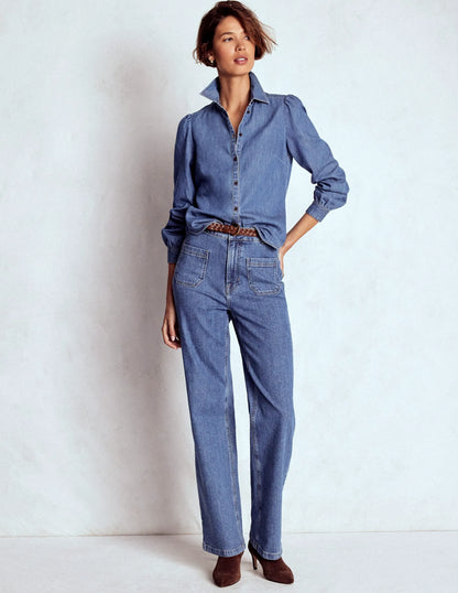 Cara Denim Shirt-Mid Vintage