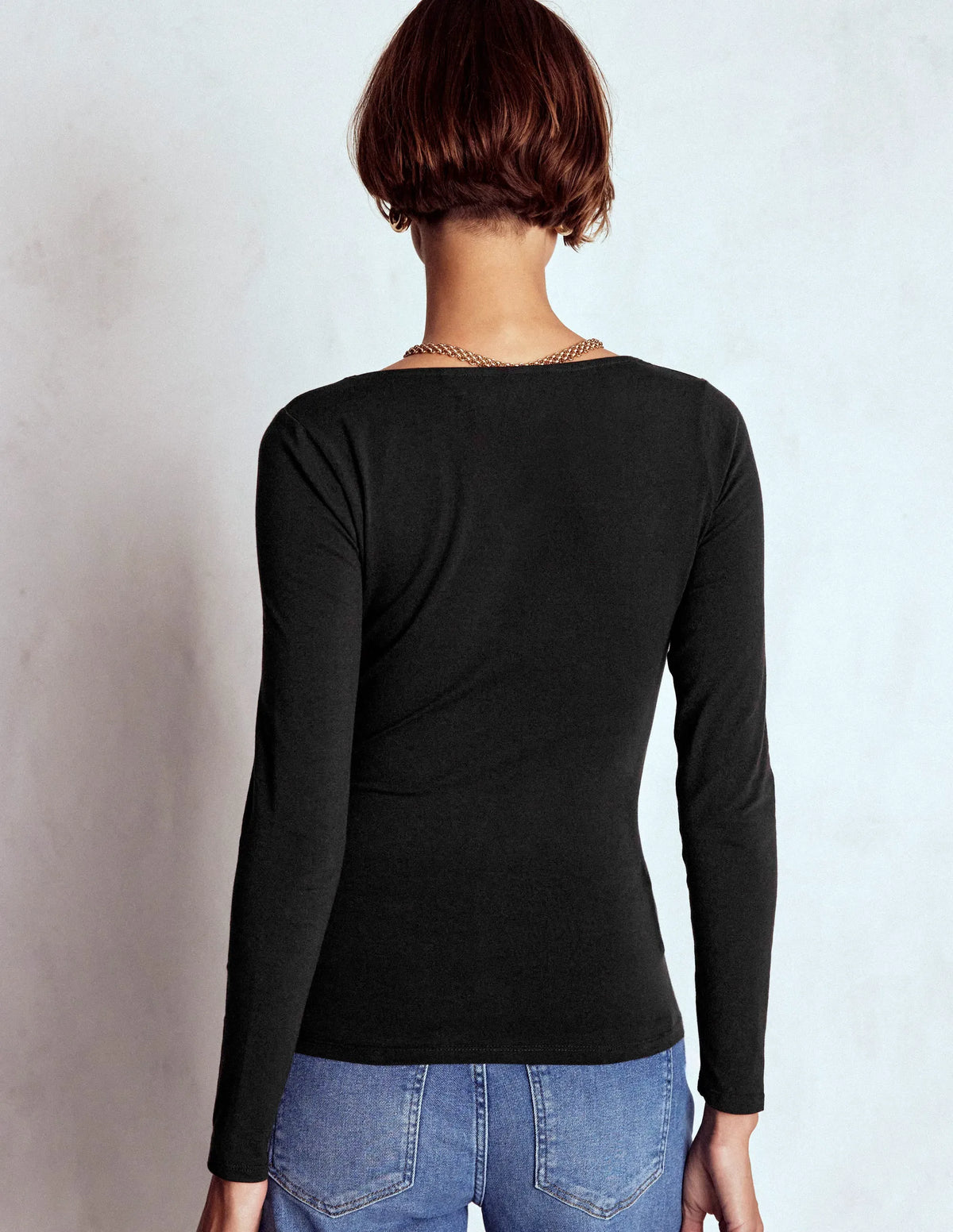 Double Layer Square Neck Top-Black