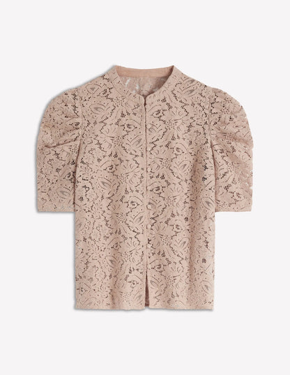 Lace Mutton Sleeve Top-Heather Rose