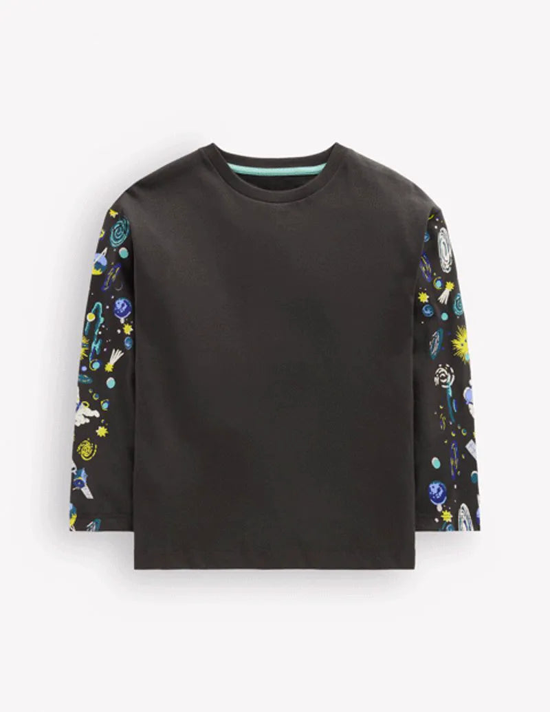 Front and Back Glow T-shirt-Shadow Grey Space