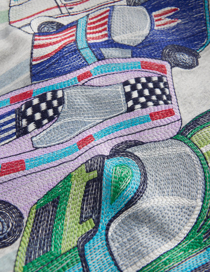 Longsleeve Superstitch T-shirt-Grey Marl Racing Cars