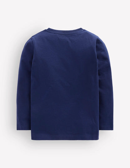 Longsleeve Superstitch T-shirt-College Navy Dinosaur