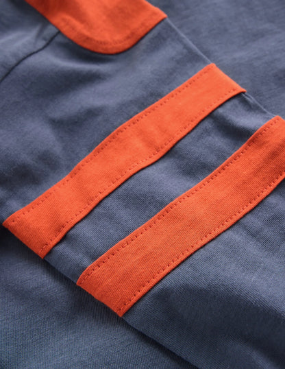 Colour Block T-shirt-Navy