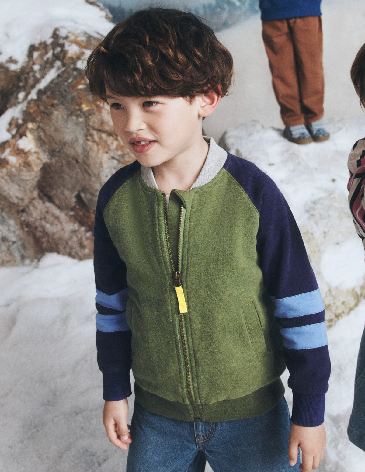 Fleece Lined Bomber-Green / Blue Colourblock