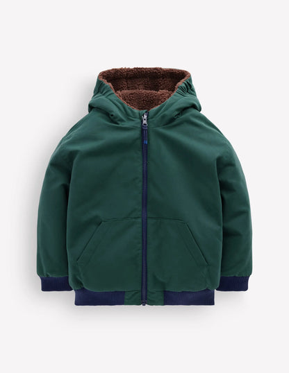 Reversible Borg Bomber-Malachite Green/Raw Umber